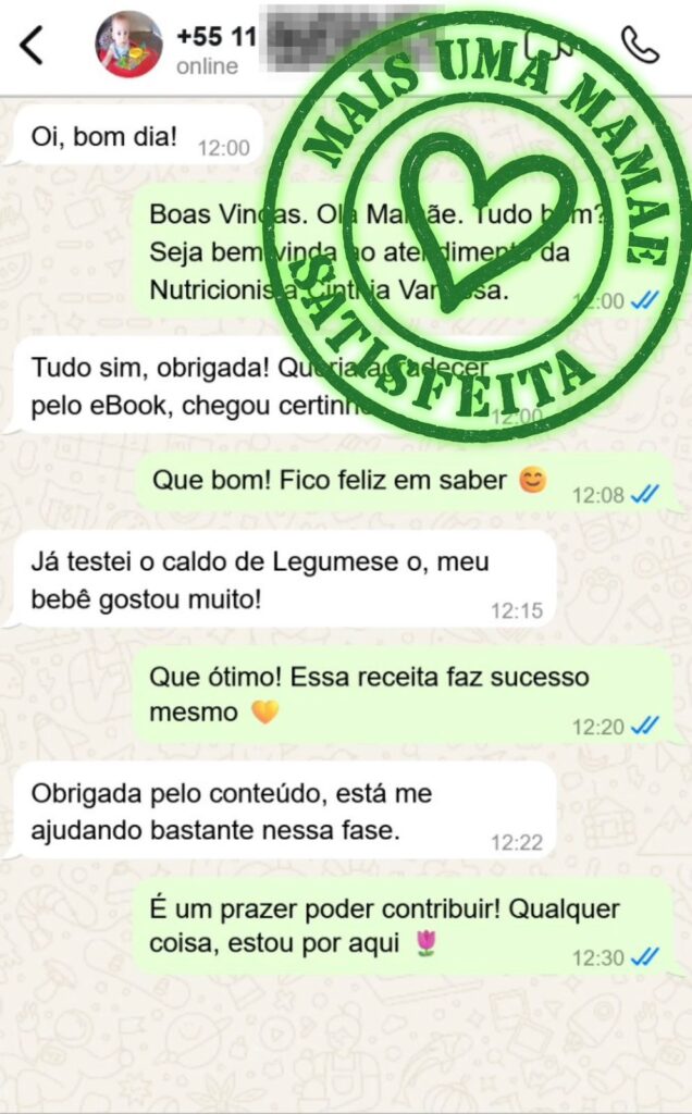 Mamae satisfeita com Ebook para bebê