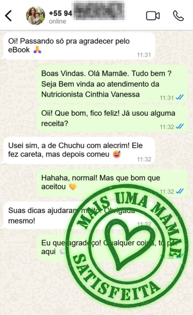 Mamae satisfeita com Ebook para bebê