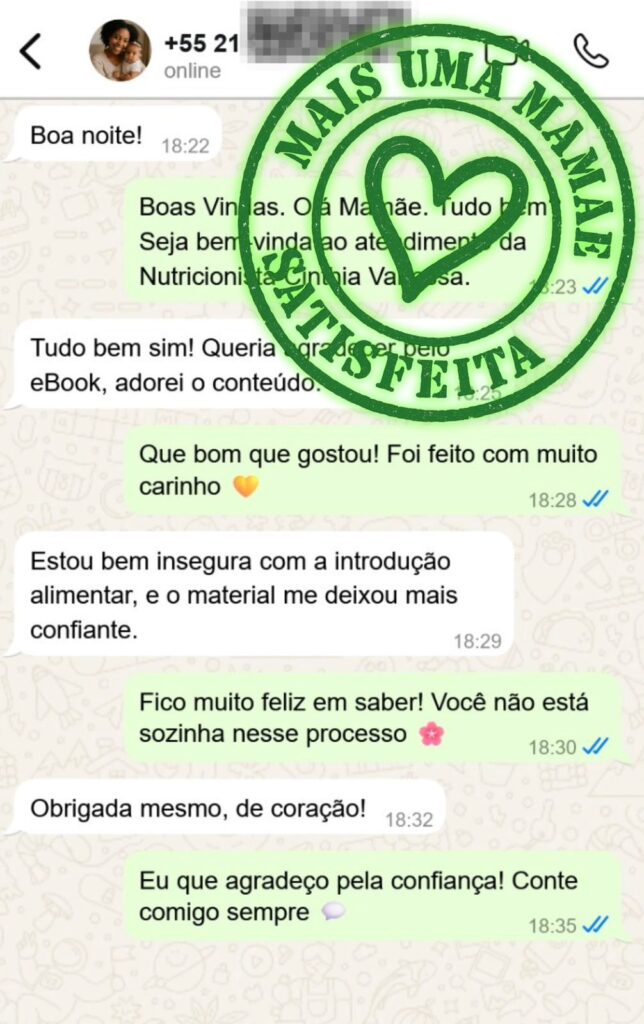 Mamae satisfeita com Ebook para bebê
